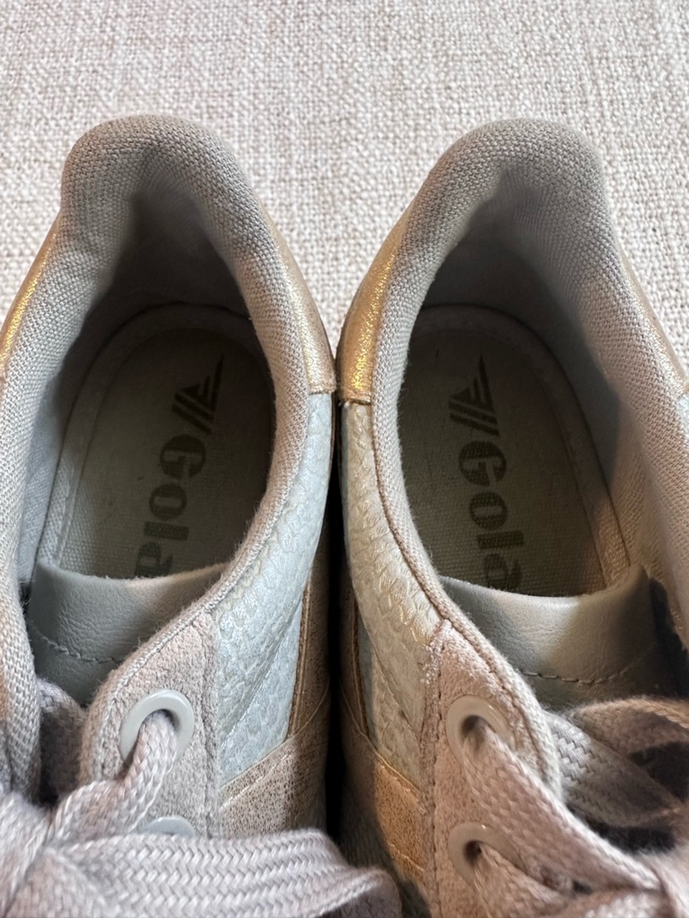 Anthropologie GOLA Orchid II Lizard Sneakers Feather Gray Gold Athleisure Wmn 6 - Picture 5 of 16